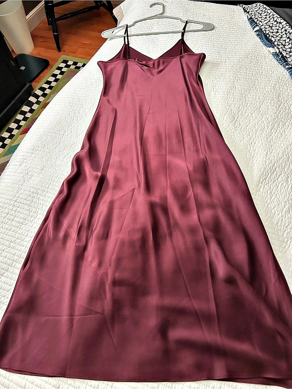 Quince 100% Washable Silk Slip Dress Burgundy Medium